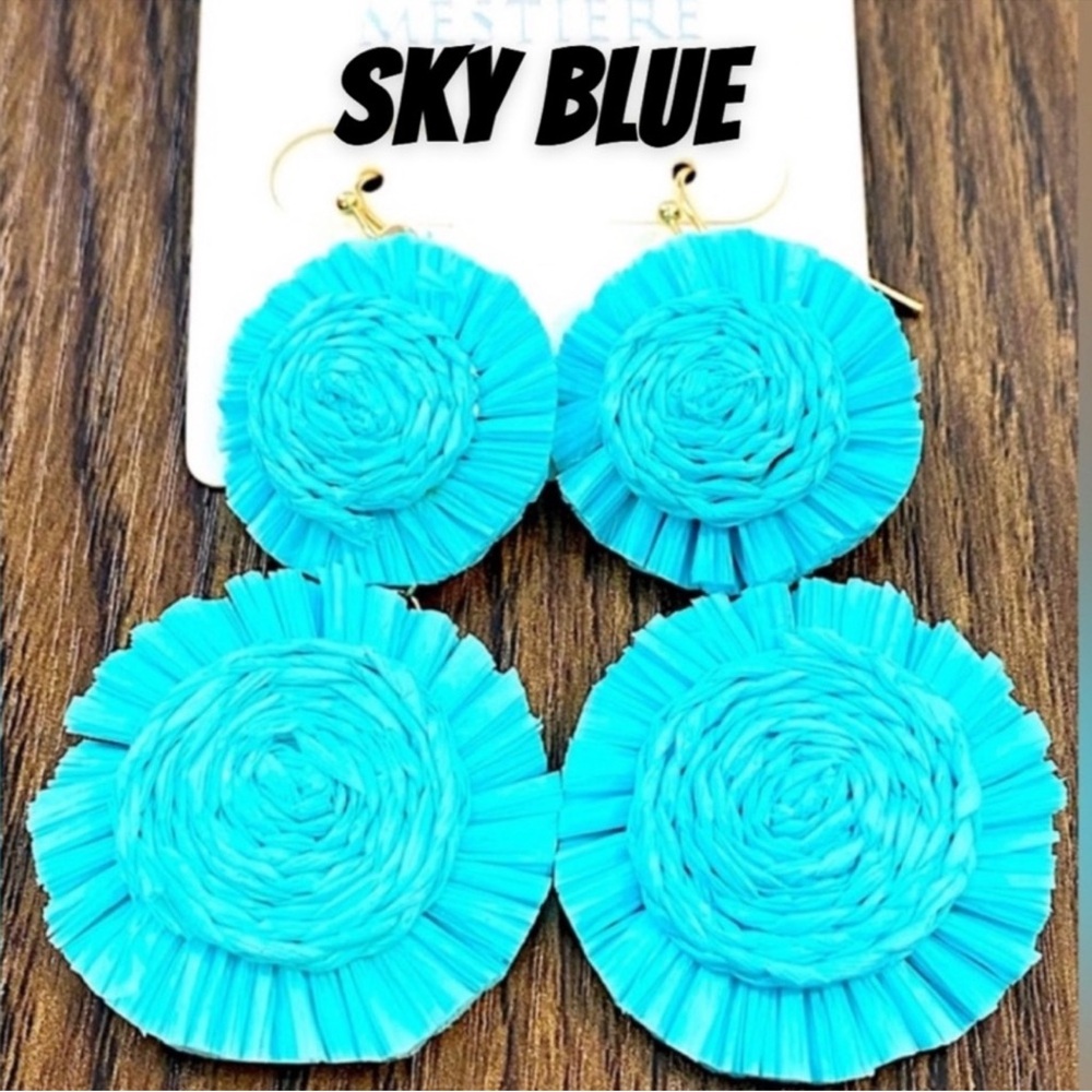 🆕🩵MESTIERE: SKY BLUE Spiral Double Fanned Earrings